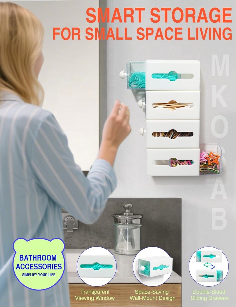 MKOSAB Qtip Holder for Bathroom Wall Organizer – Bathroom Decor, Dorm Room Essential, Small Q-tip Dispenser for Cotton Swabs, Balls, Pads, Floss Picks – Office Storage, Vanity Makeup Organizer(6 Pcs) - Image 2